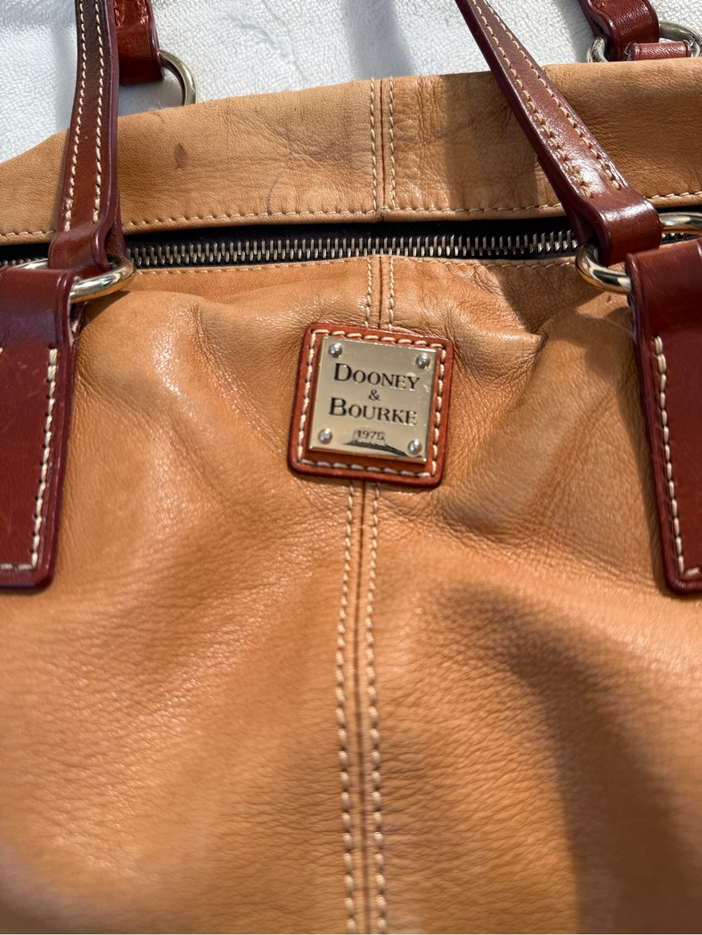 Dooney & Bourke Tan Leather Tassel Tote Bag Red Interior As-Is